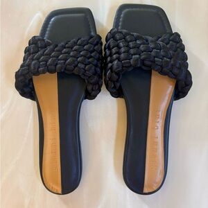 Gianni Bini Black Braided Slide Sandals